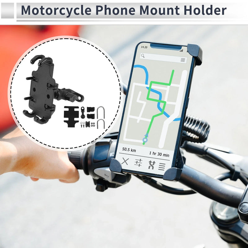 Motorcycle Phone Mount Holder 2.56-3.58in Handlebar Silicone