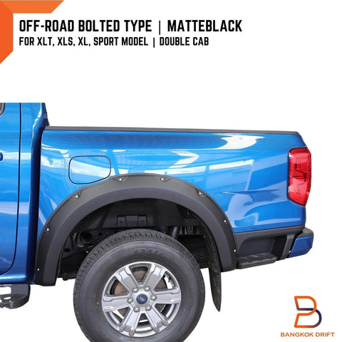 Ford Ranger 2022-2023 XL XLT XLS Sport Matte Black Fender Flares
