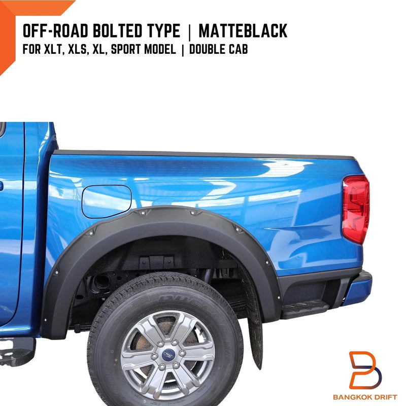 Ford Ranger 2022-2023 XL XLT XLS Sport Matte Black Fender Flares