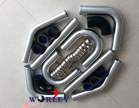 2 Inch Universal Intercooler Turbo Aluminum Piping & Black Silicone Hose