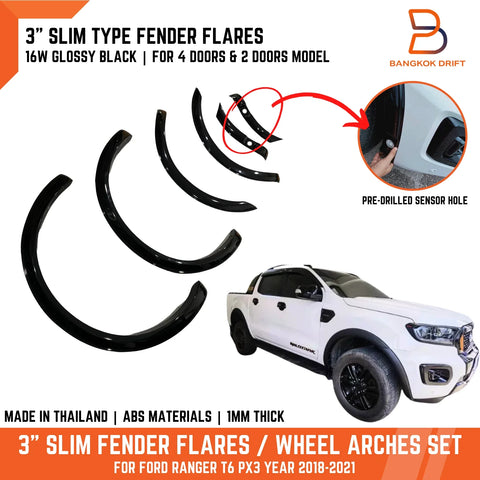 Ford Ranger UTE T6 PX3 3" Black Fender Flares (2018-2021)
