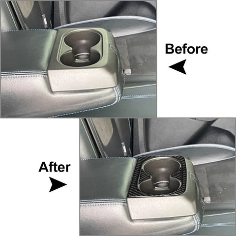 Ford Ranger 2015-2022 Carbon Fiber Black Rear Water Cup Holder Cover