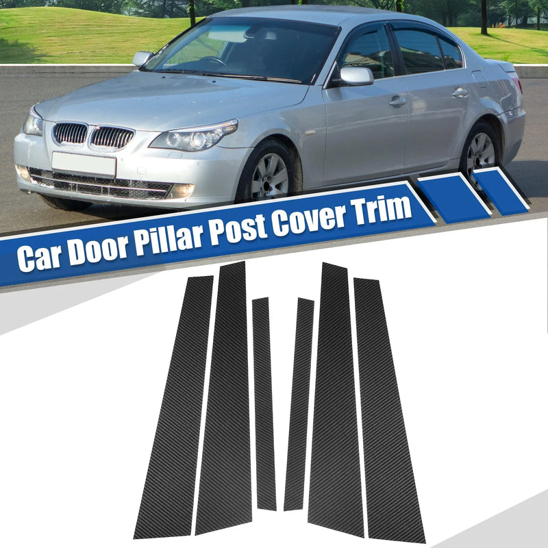 BMW 5 Series E60 Gloss Carbon Pattern Door Window Pillar Post Cover Trim