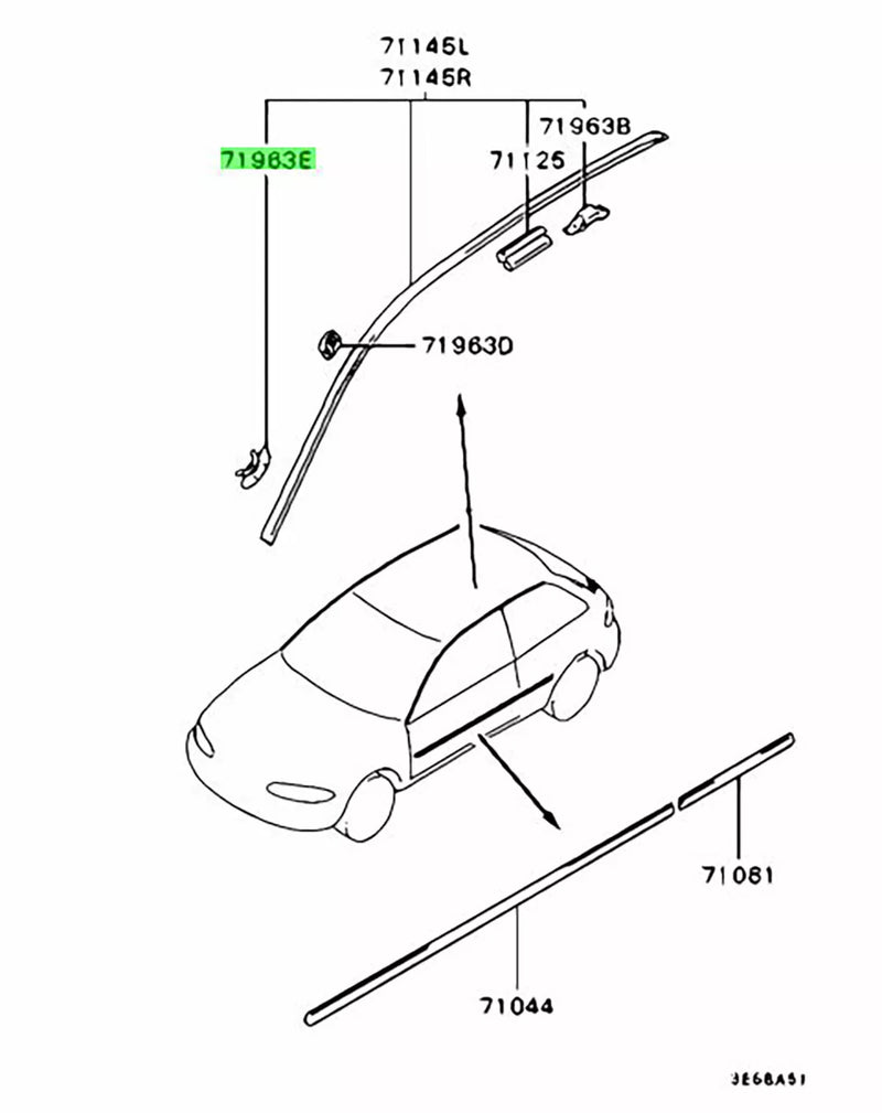 Mitsubishi Colt Lancer Sedan Mirage 10 x Blue Roof Moulding Clips (1991-2010)