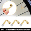 Car Motorcycle 3 x 45 Degree Tyre Valve Stem Extension Extender Gold Tone