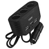 3-Way 120W Car Cigarette Lighter Socket Splitter Dual USB Charger Adapter
