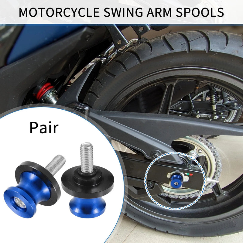 Pair Motorbike Swingarm Spools 8mm CNC Swing Arm Spools Slider Stand Blue