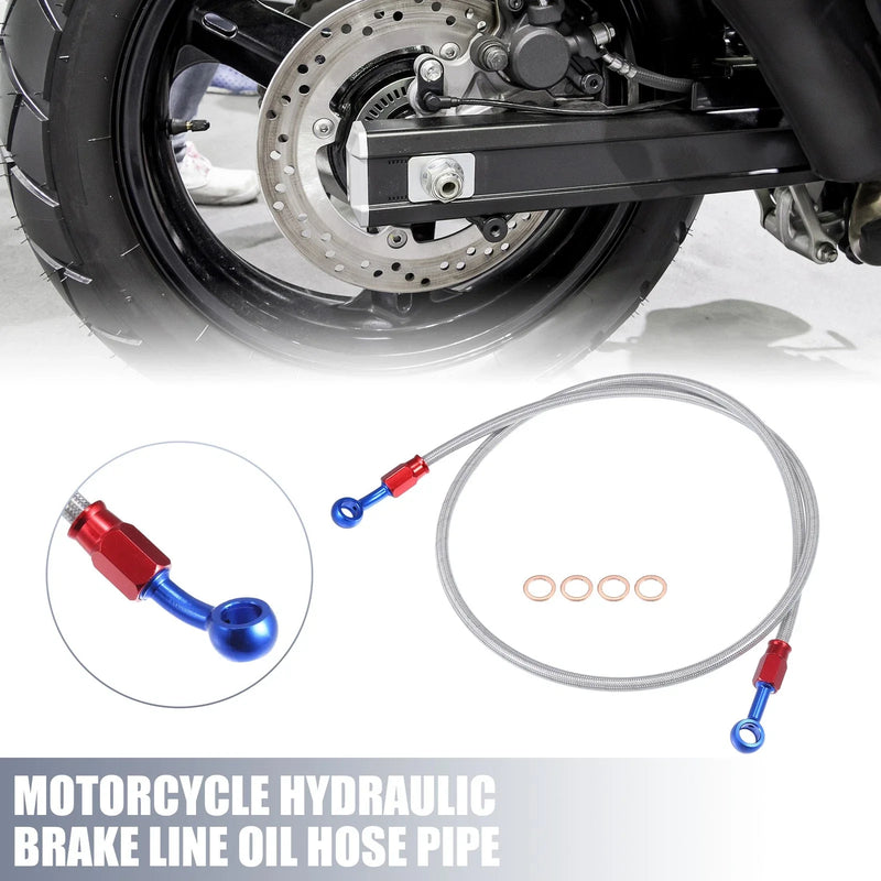 Motorcycle Set 110cm 10mm ID Hydraulic Brake Line Silver Tone