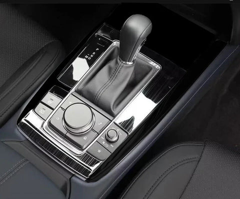 Mazda CX-30 Black Metal Brushed Gear Shift Panel Bezel Trim (2020–2024)