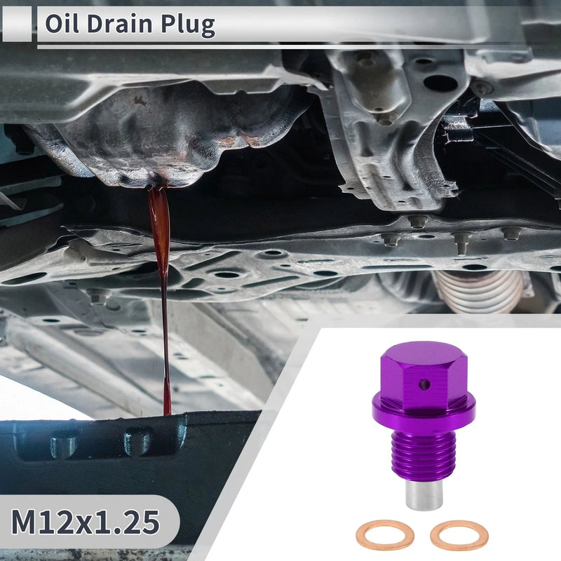 Car Motorcycle Boat 1 x M12x1.25 Engine Oil Drain Plug with Gasket Purple