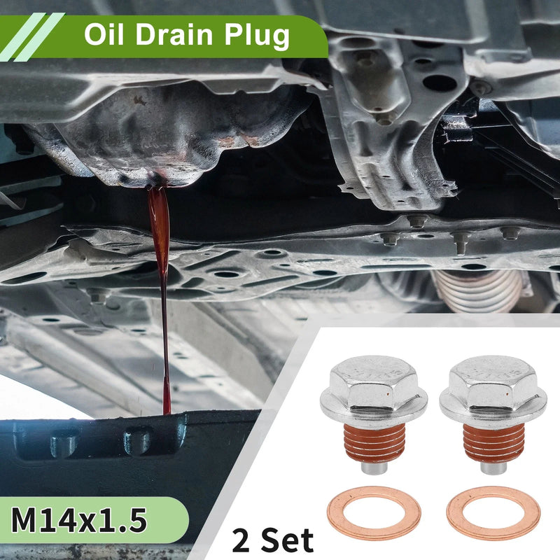 Car / Motorcycle 2 x M14x1.5 Copper Oil Drain Plug with Gasket