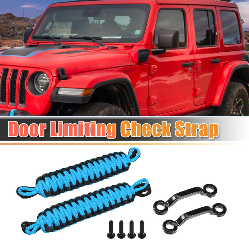 Jeep Wrangler JK JL (2018-2023) Black Blue Car Door Limiting Straps