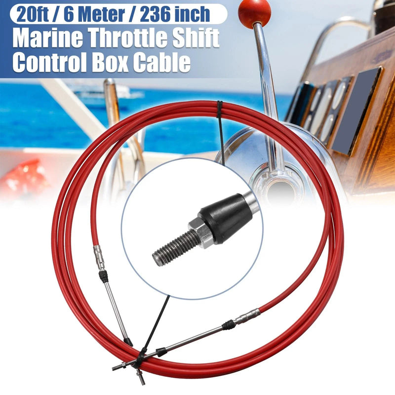 Yamaha Red 1pcs 20ft 236 Inch Marine Type Shift Remote Control Box Cable