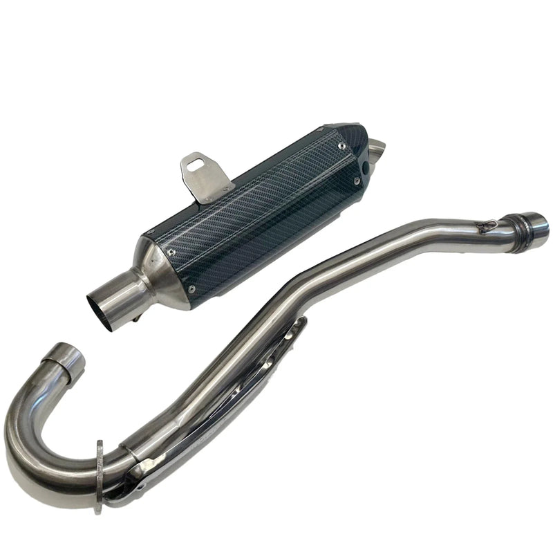 250cc 300cc PIT Dirt Bike Exhaust Pipe + Carbon Fibre Look Muffler System