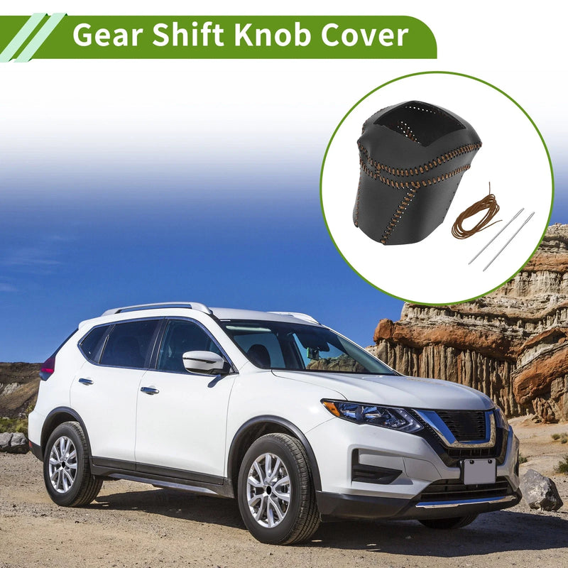 Nissan Rogue Gear Shift Knob Cover 21-24 Black Brown Faux Leather