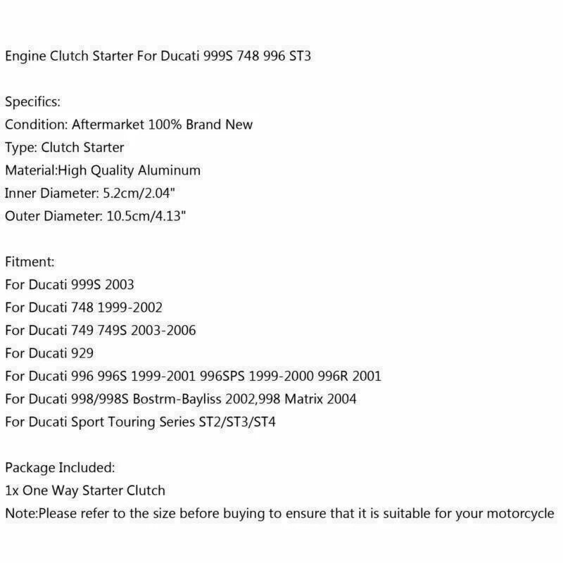 Ducati 748 749 999 996 998 One Way Bearing Starter Clutch (2001-2006)