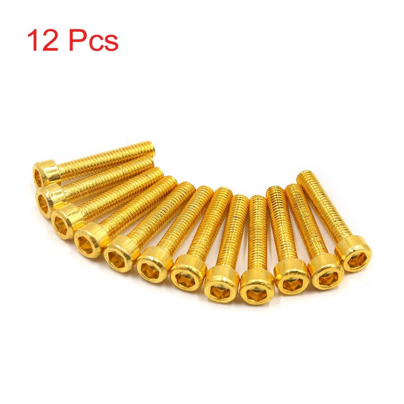 Motorcycle 12 x Gold Tone 6mm Hexagon Bolts Screws