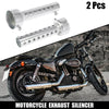 All Models 2x 45mm Motorcycle Exhaust Silencer Muffler Pipe Silver Tone