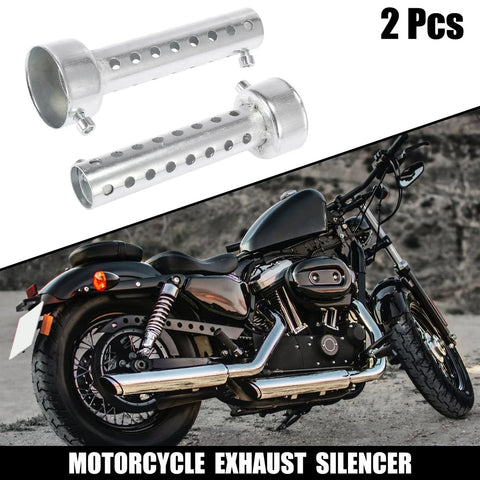 All Models 2x 45mm Motorcycle Exhaust Silencer Muffler Pipe Silver Tone