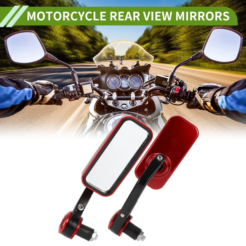 M8 Motorcycle Rear View Mirrors / Square Shape Black Red Aluminum Plastic /