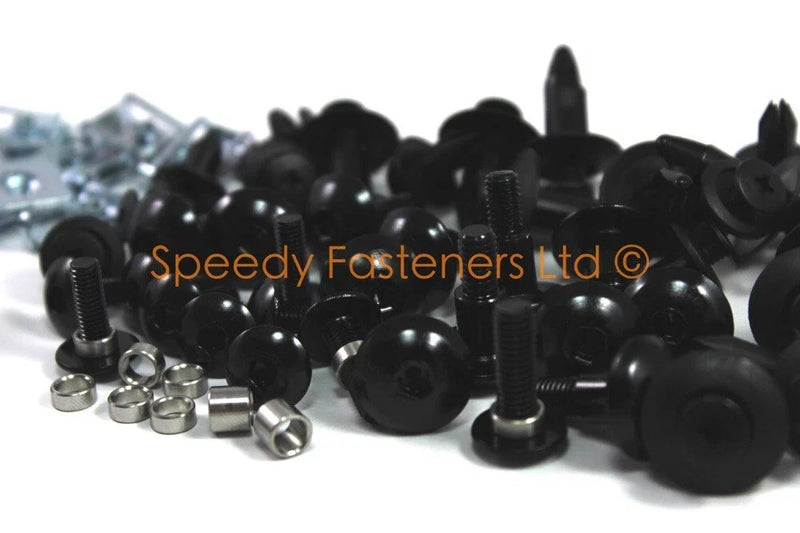 Honda CBR600F4i Fork Head & Windscreen Bolts Clips Aluminium Black