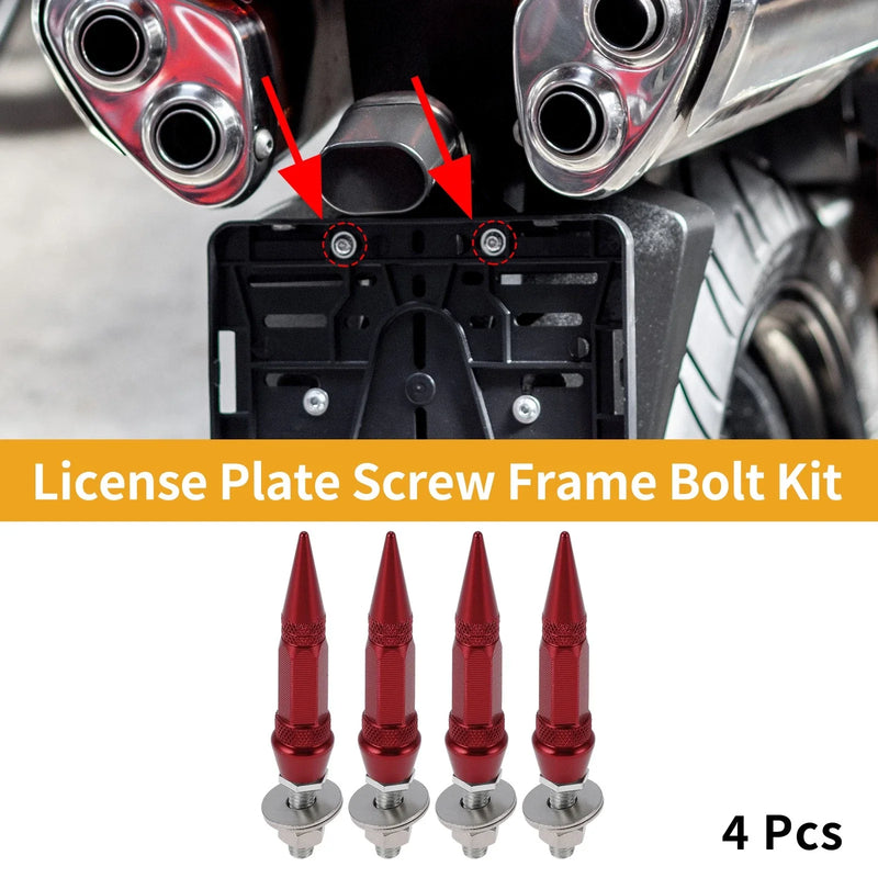 Universal Motorcycle M6 82mm License Plate Screws Cover Aluminum Red 4 Pcs