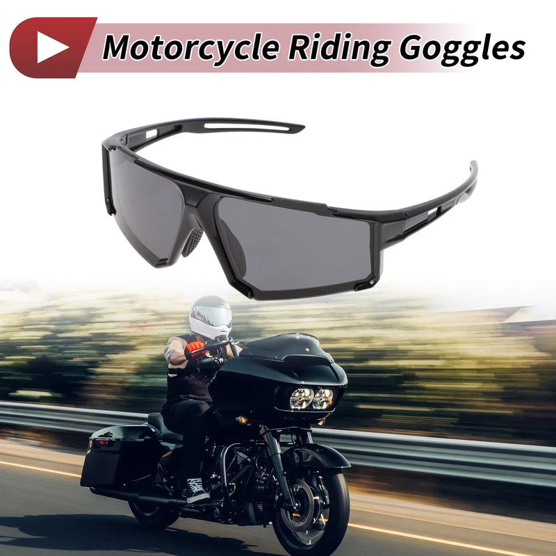 Motorcycle Riding Goggles Gray Lens Black Frame Cycling Sunglasses