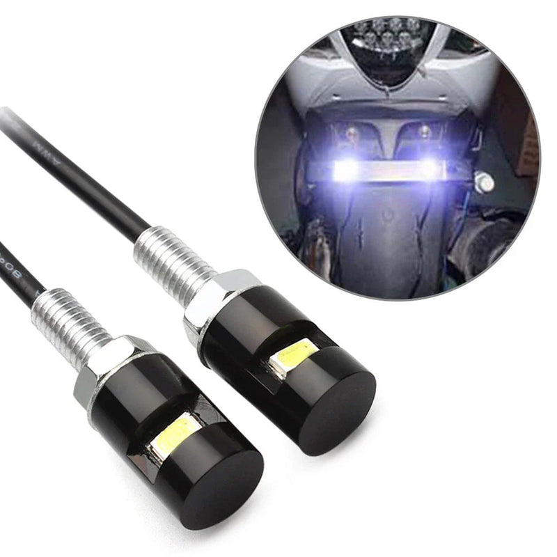Motorcycle Black License Plate LED White Turn Signal Lights