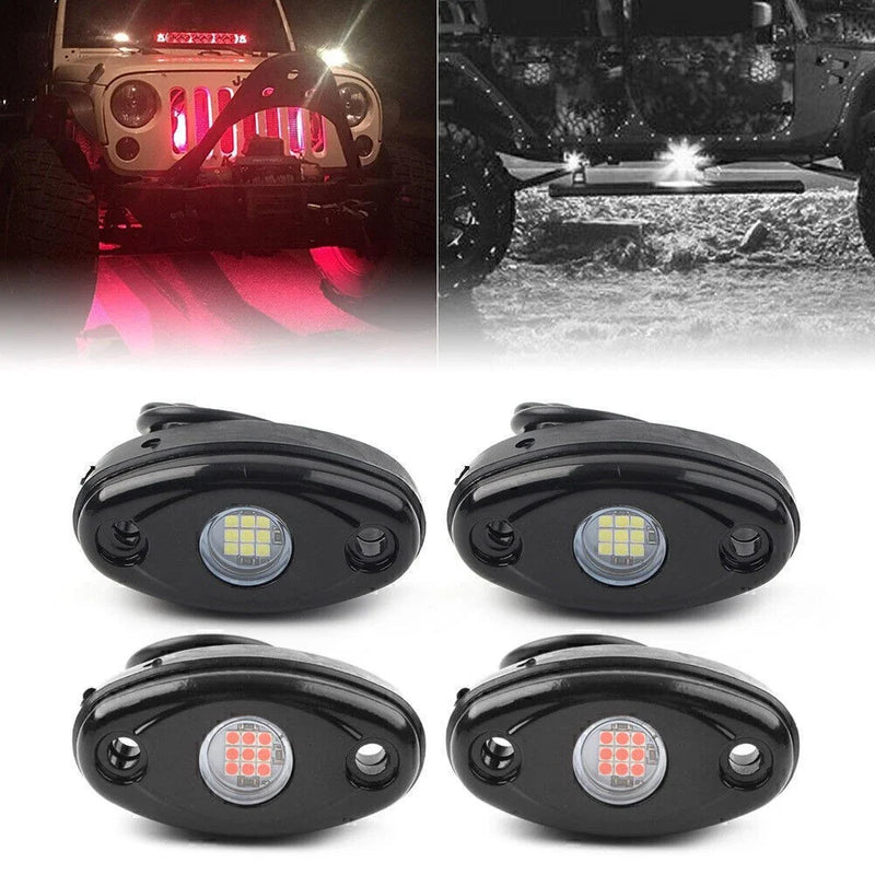 Jeep Wrangler Truck Trail Rig - White & Red LED Rock Lights
