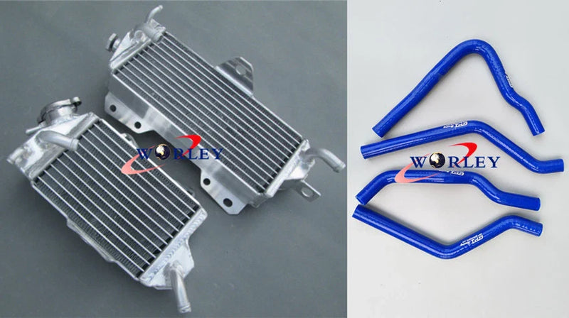 Kawasaki KX125 KX 125 Aluminum Radiator + Blue Hoses (1990-1991)