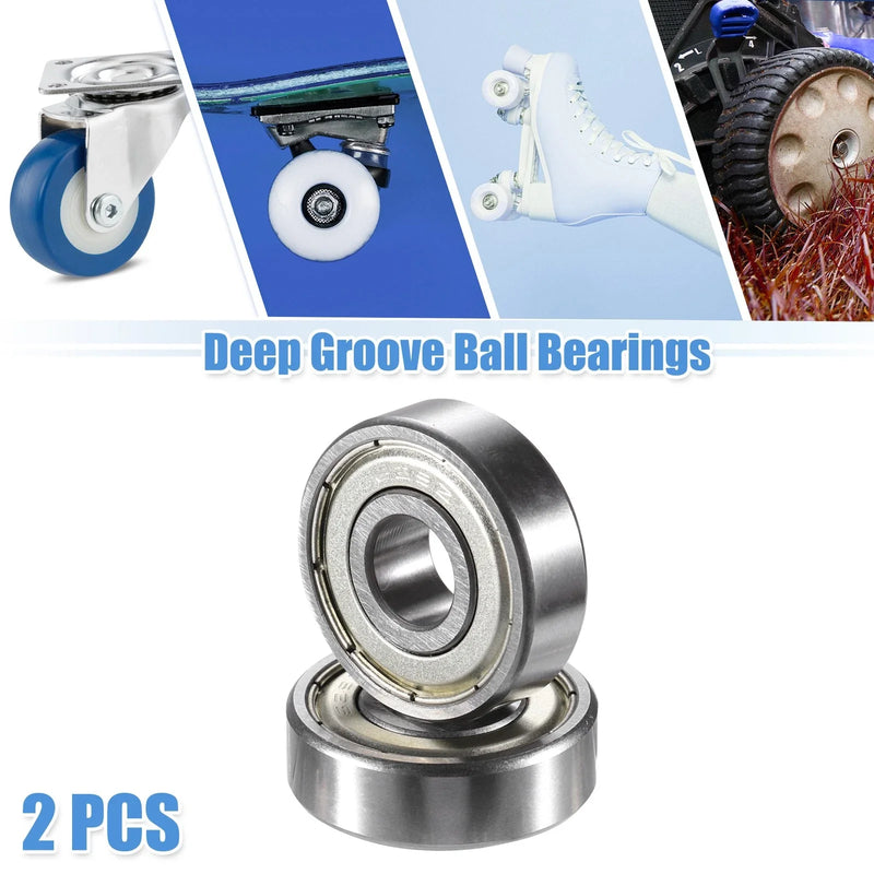 2 x 9x26x8mm Double Shield Single Row Car Deep Groove Ball Bearings