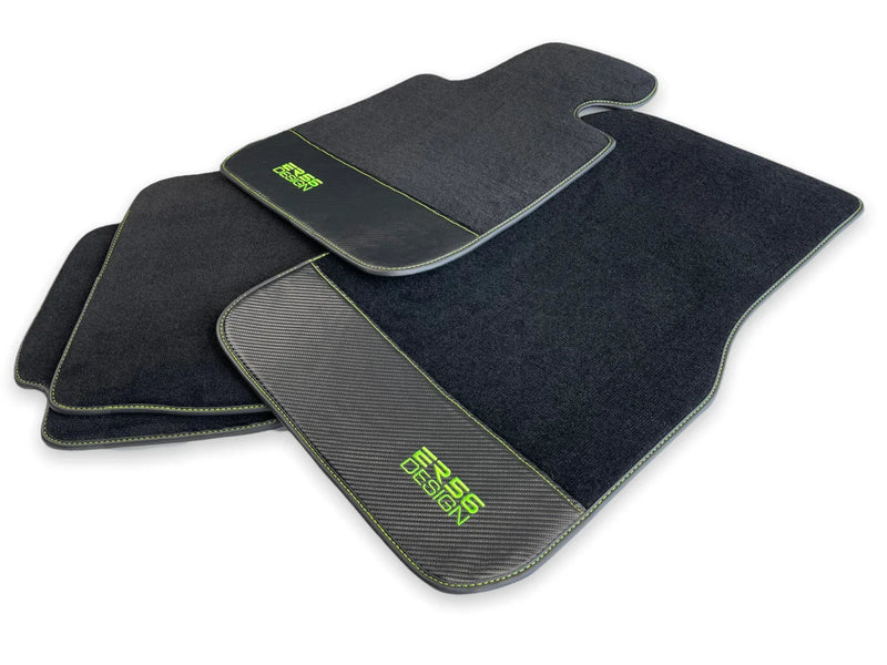 BMW X6 Series G06 Carbon Fiber Leather Green Floor Mats