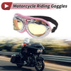 Bike 1 Pc Motorcycle Goggles Yellow Lens Pink Silver Tone Frame PU Sponge