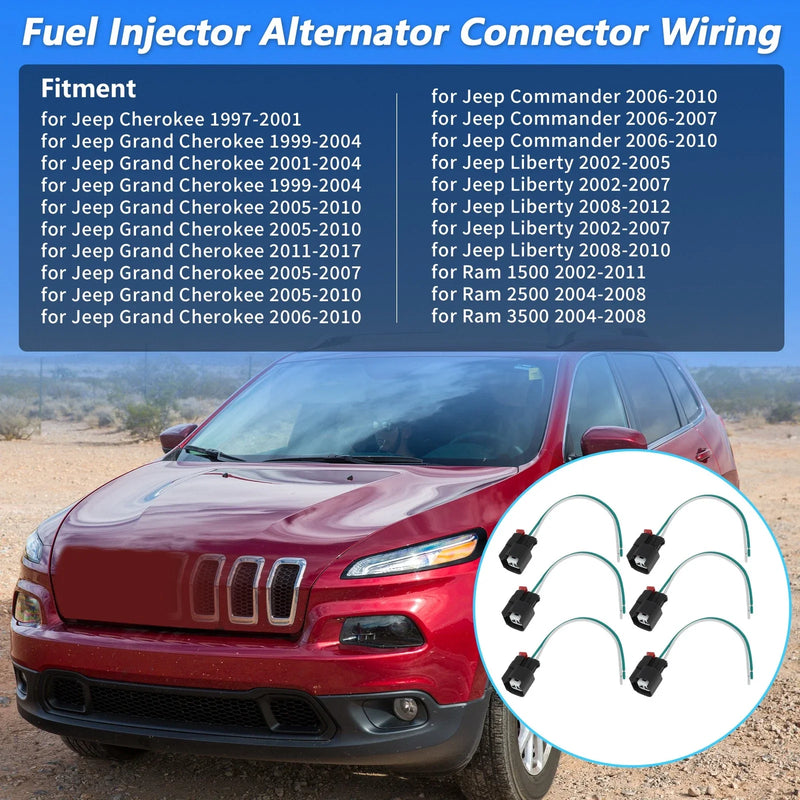 Jeep Dodge Chrysler 6 Pcs Fuel Injector Alternator Connector Wiring