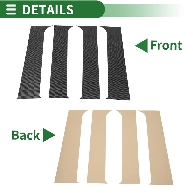 Ford F-250 (1999-2014) Carbon Fiber Black 4pcs Door Pillar Window Trim