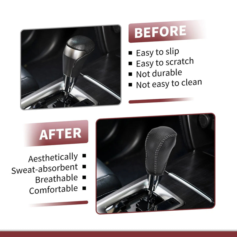 Mazda CX-5 (2013-2014) Black Gray Faux Leather Car Gear Shift Knob Cover