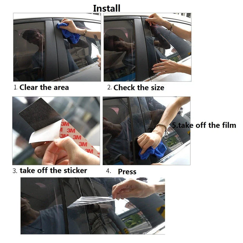 Hyundai Santa Fe Black Pillar Posts / 6pc / Door Trim Cover (2001–2006)