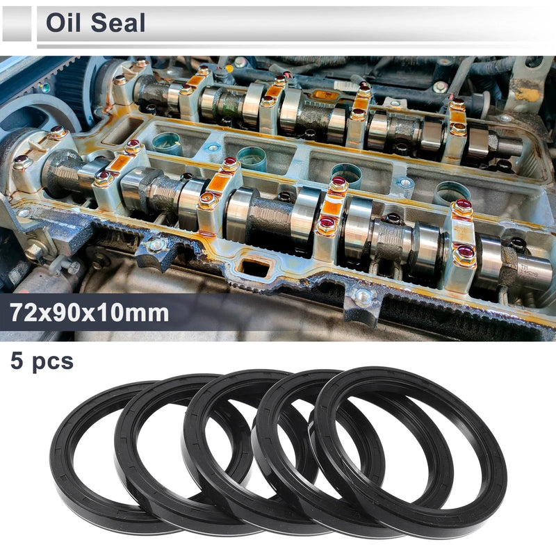 Oil Seal 72x90x10mm Nitrile Rubber Rotary Shaft Seal Black 5 Pcs