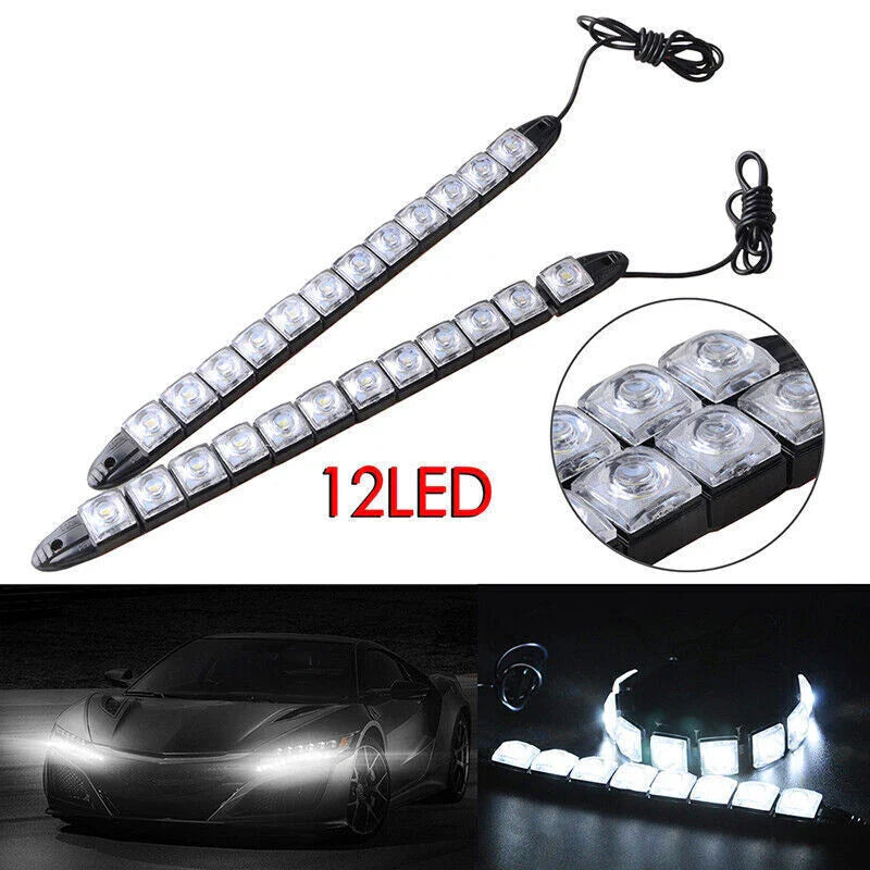 Car 2 x White 12-LED Fog Daytime Running Lights (DC 12V)