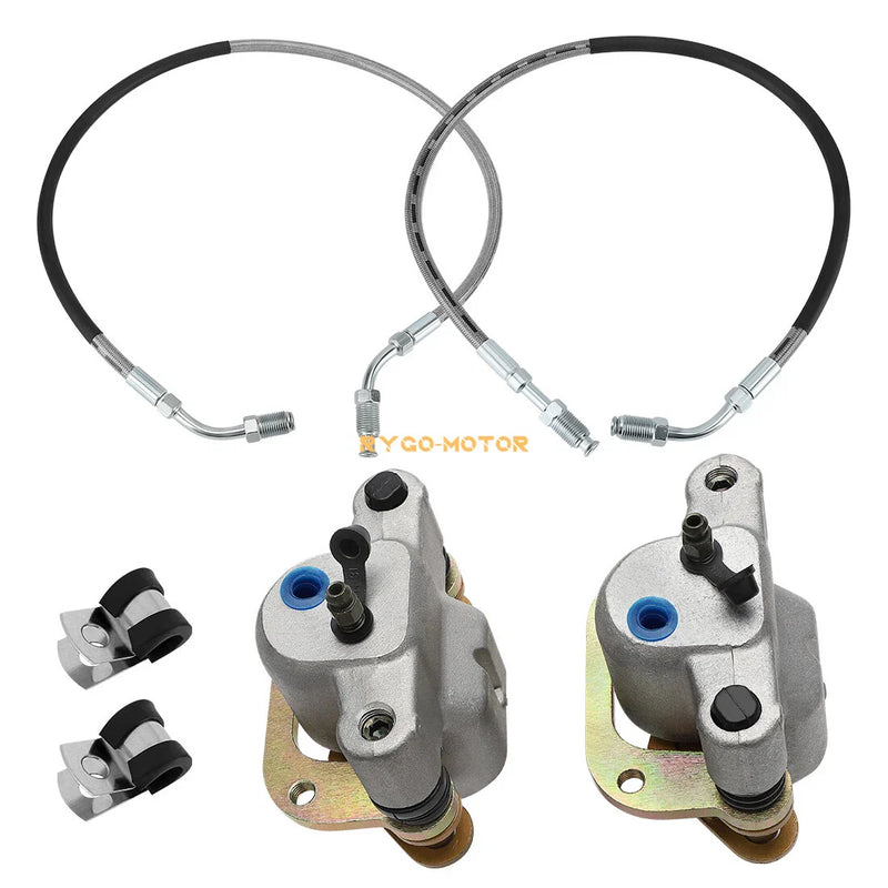 Polaris Scrambler 400 500 Sportsman 335 2 x Front Brake Calipers & Hose Lines