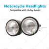Motorcycle Street Fighter Black Twin Universal Headlight Dual Lamp