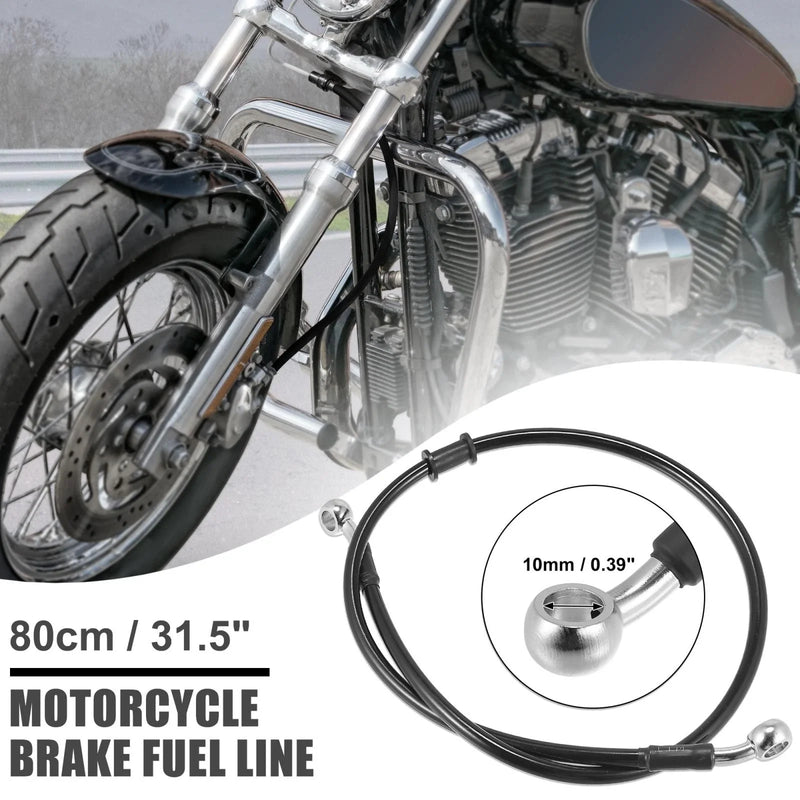 Motorcycle ATV Hoses / 80cm 31.5"10mm Braided Brake Clutch Oil Line Pipe Black