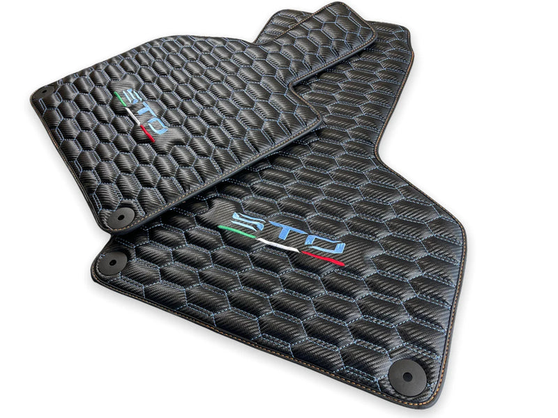 Lamborghini Huracan STO Coupe Real Leather Blue Stitching Floor Mats
