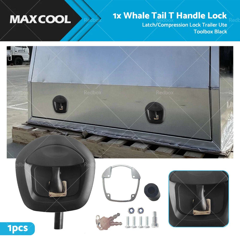 Trailer Toolbox Black Recessed Folding T Lock Handle (Drop T Whale Tail)