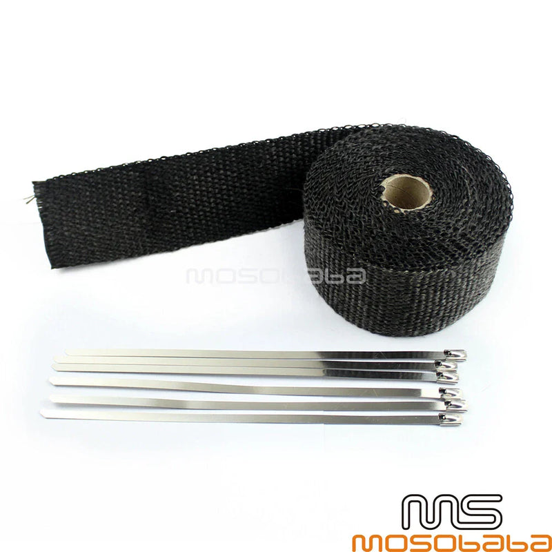 Car Black Pipe Wrap Exhaust Turbo Heat Manifold Header 2"