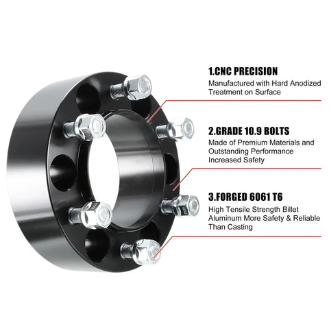 4pcs 2" Thick M12x1.5 6x5.5" Wheel Spacers Adapters