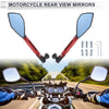 Motorcycle Black Red Aluminum Alloy 1 Set M8/M10 Rear View Mirrors