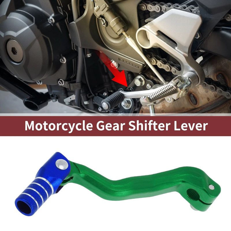 Bosuer M4 Green Blue Silver Tone Folding Motorcycle Gear Shifter Lever