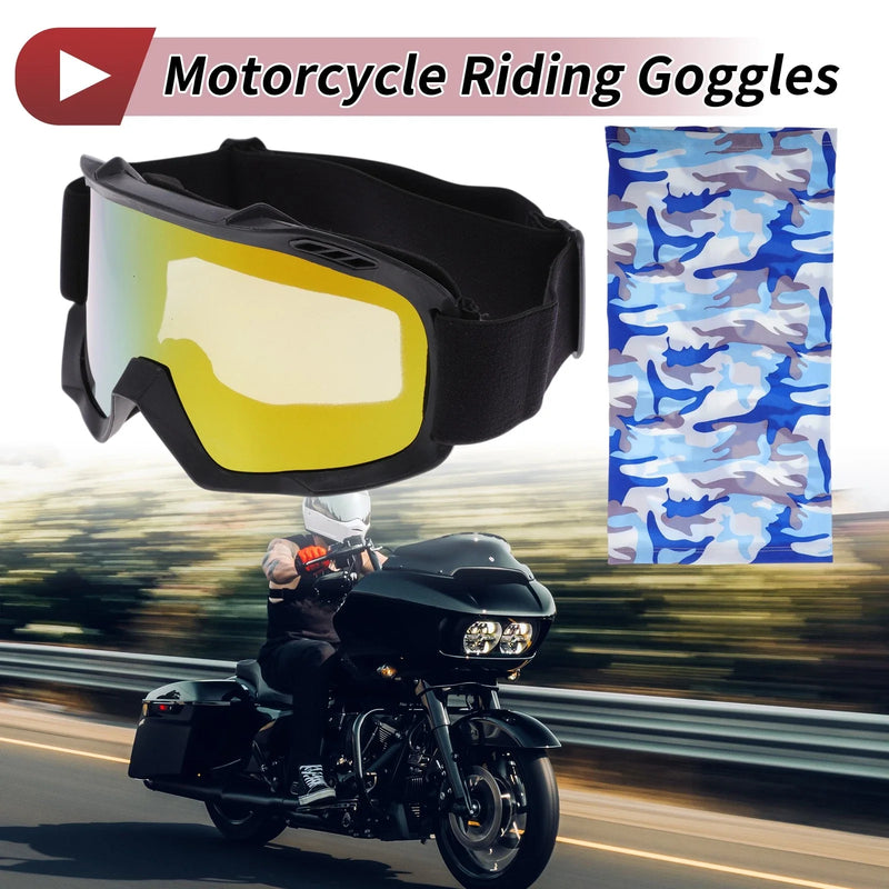 Motorcycle Riding Goggles Colorful Lens Black Frame