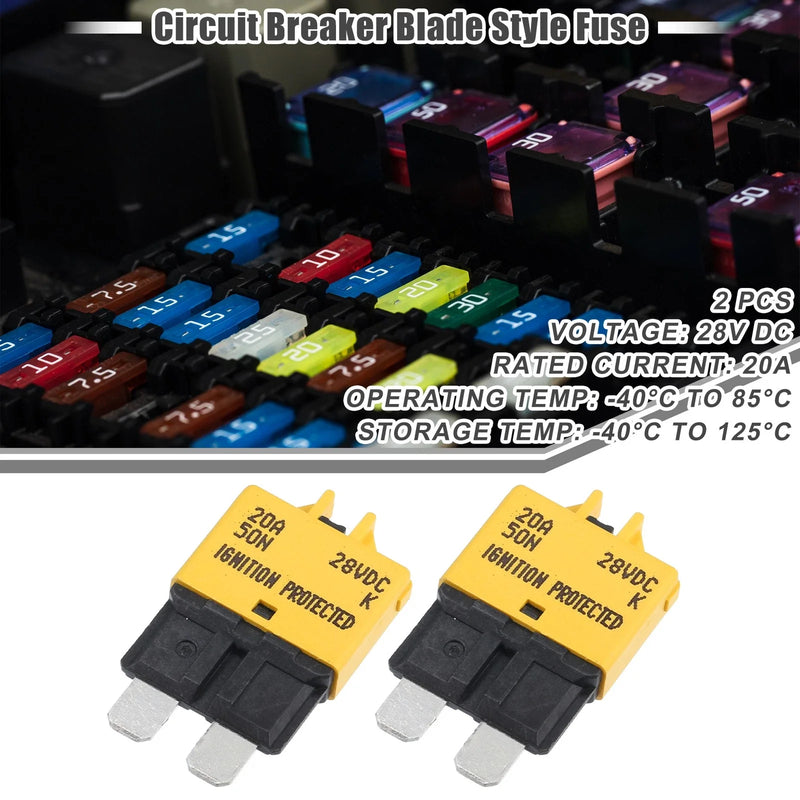 Car Marine 2 x Circuit Breaker Blade Style Fuse 20A Resettable